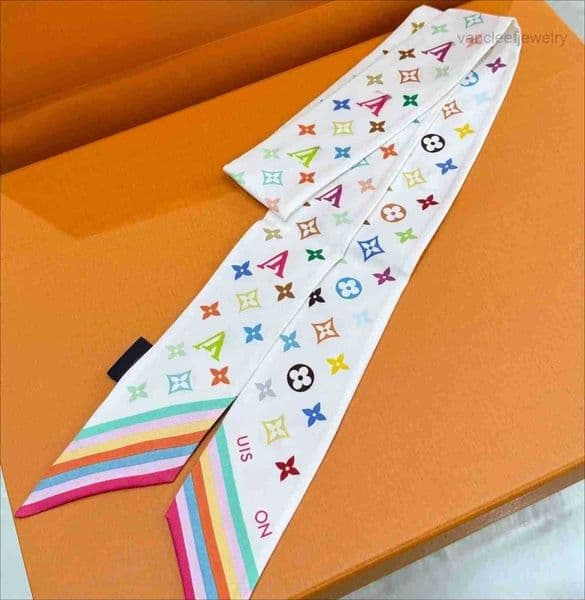 Fashion Designer New Scarf Womens Twill Decorative Ribbon Small Scarf Binding Bag Handle Ribbon Hair Band Small Scarf Headband Rose