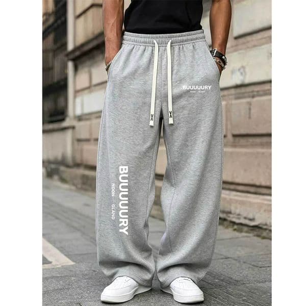 Hip Fitness Hop Harajuku Y2K Mens Graphic Sweatpants Drawstring Casual Joggers Pants Baggy Straight Gym Running Workout Pants