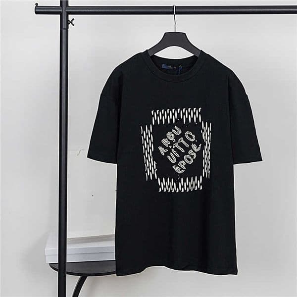 High quality designer clothing Lujia T-Shirt 2025 Summer New Style Fei Dong Collaboration Heavy Beaded Letter Embroidery Loose Fit Unisex Short SleeveXI95