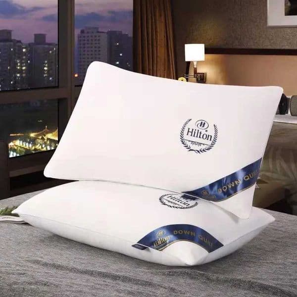 color SHANHAO100Cotton Solid embroidered pillow Hilton pillow five-star hotel neck protection pillow single fun pillow L260606