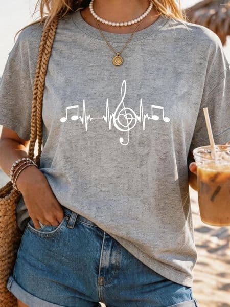 Shirt Women's Large Size Printed Round Neck Short Sleeve T-shirt 1-7XL Comfortable Casual Top In European Style