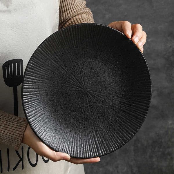 retro tableware plate Chinese Black cuisine plates Ceramic high-end steak plate creative Western flat plates Kitchen Tableware C260611