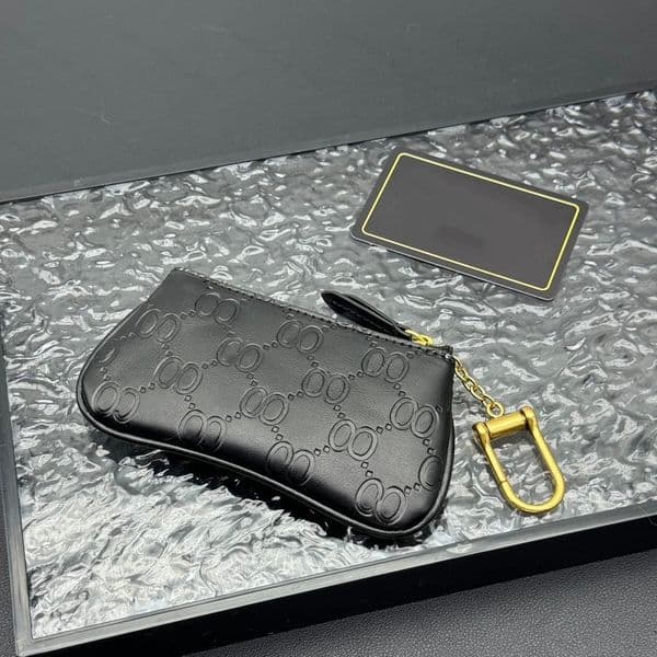 Luxury Designer Mini Coin Purse Keychain Rose Gold Fashion Womens Mens Credit Card Holder Coin Purse Wallet with Heart Key Ring