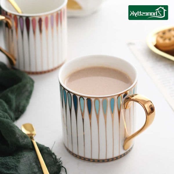 Luxury Hand-Painted Gold Ceramic Nordic Coffee Cup Office Mug Afternoon Tea Cups Household Drinkware C260611