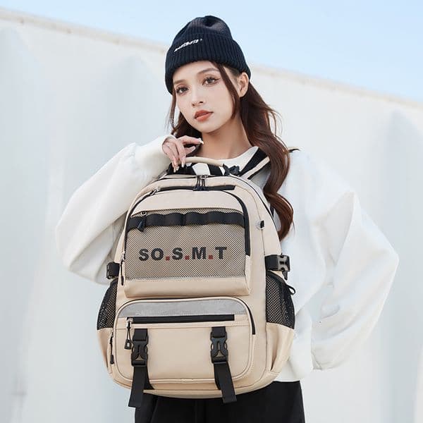 Multi Pocket Utility Backpack for Men Women, Water Resistant Reflective Student Bag, Casual Daypack for School, Travel & Outdoor Activities