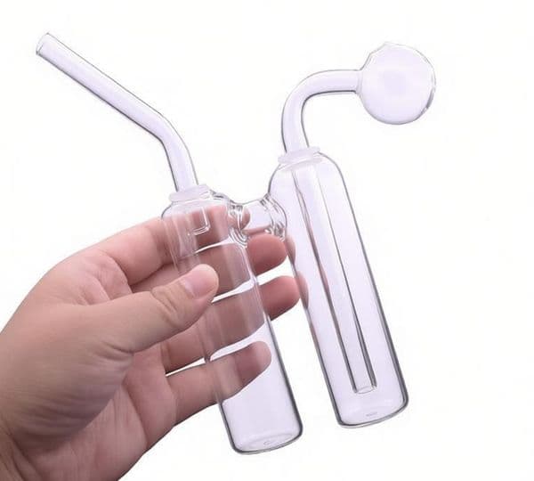 Wholesale Clear Portable Recycle Thick Heady Glass Bubbler Oil Burner Pipes Mini Fashion Portable Hookahs Water Bong Pipe with smoking downstem oil banger bowl