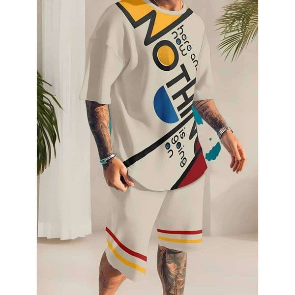 Men's outdoor leisure sports 3D printed round neck short sleeved shorts set trendy and fashionable men's T-shirt 26Y0611