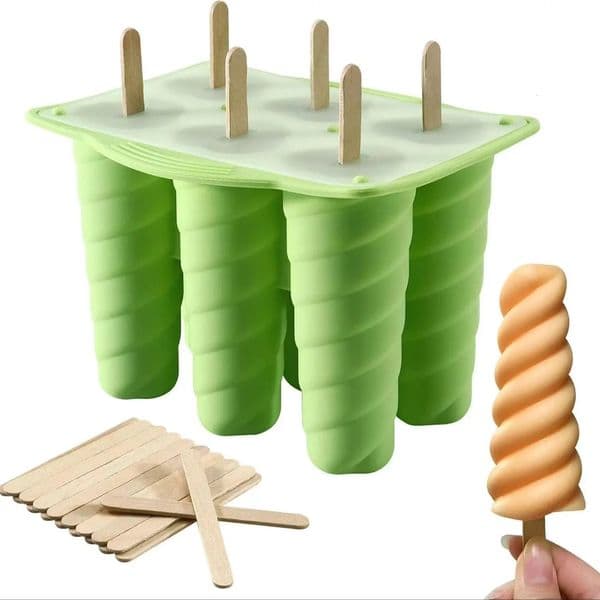 DIY Silicone Popsicle Mold 6-Cavity Homemade Ice Cream Maker Reusable Frozen Ice Pop Maker Healthy Dessert Mold Easy Release 260611