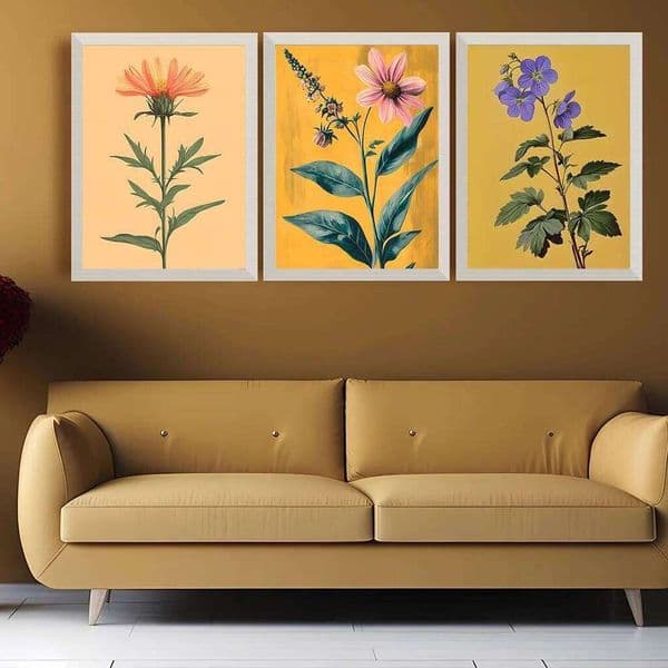 Vintage Floral Art, Western Botanical Canvas Painting, Boho plant Poster Print for Bedroom Living Room Wall Decor 26L0611