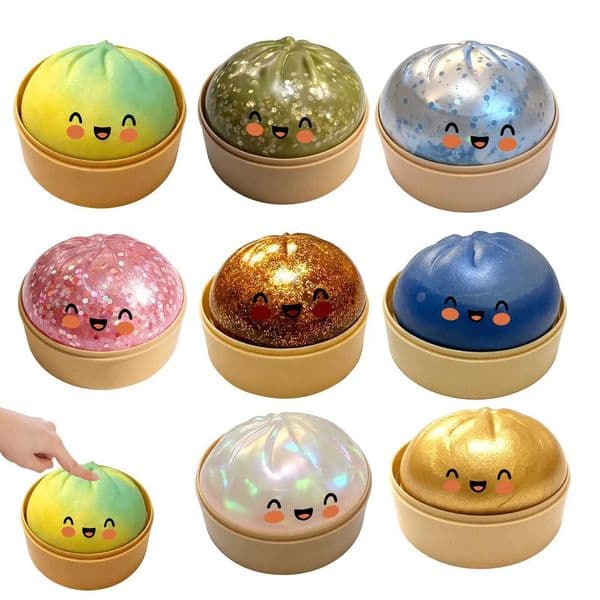 Dumpling Squishy 1pcs Glitter Steamed Bun Pinch Music Simulation Steam Buns Shape Cute And Fun Relieve Stress Squish DumplingsT260611