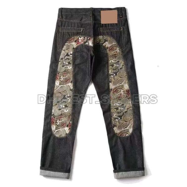 Designer Luxury High Street Vintage Slim Fit Jeans Straight Tube Wide Leg Brand Pants Hip Hop Patch High Quality Pants M Shaped evisuejeans evisuu evisushorts 36a