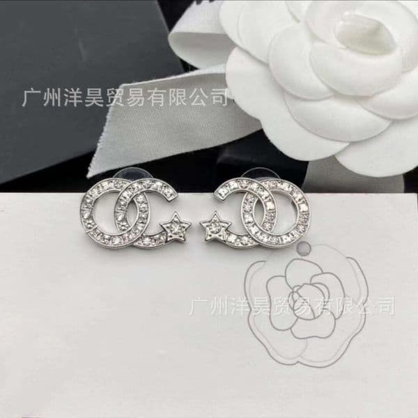 Designer Jewelry cc earrings Double C Letter Square Dia Star Women Earrings Women channels earrings