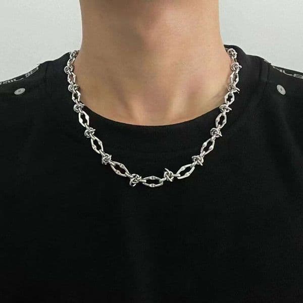 Stainless Steel Waterproof Necklace for Women Men Irregular Link with Knot Adjustable Extension Chain Trendy Jewelry W260610
