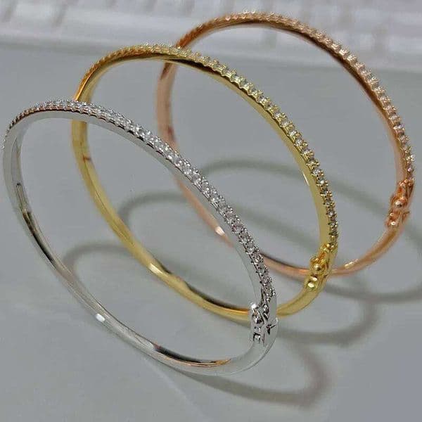 Hot Brand Pure 925 Sterling Silver For Women Spikes Steam-punk A row Zircons Wedding Jewelry Around Rivet Bangle W260611