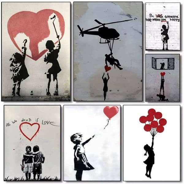 1PCS frameless Canvas paintingB-Banksy Graffiti Artwork Painting Poster HD canvas painting home living room bedroom bar aestheti 26L0611