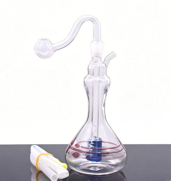 Portable Colorful Vase Shape Travel Mini glass oil burner pipe Creative Water bong hooakh With 10mm male smoking oil banger bowl