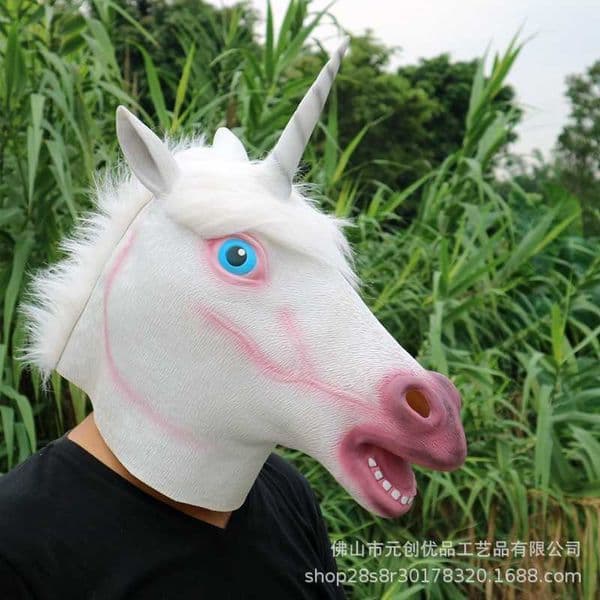 Halloween mask latex funny quirky donkey head mask COS unicorn horse animal party mask L260611