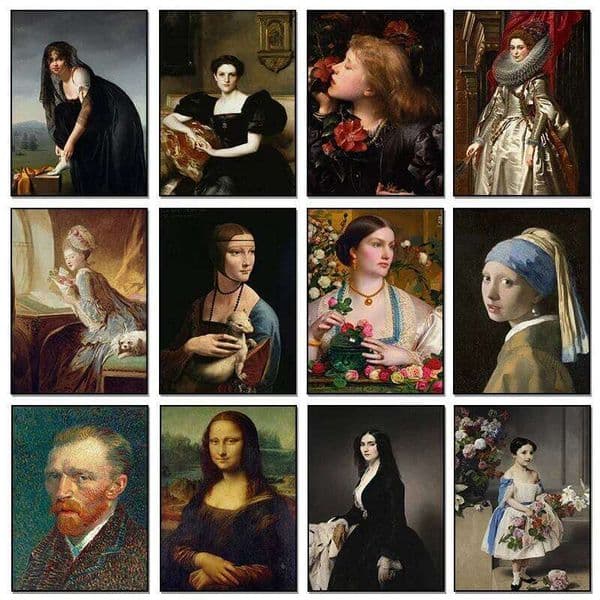 Vintage Van Gogh Mona Lisa Famous Figure Portrait Poster and Print Canvas Painting Wall Art Picture for Room Home Decor Unframed 26L0611