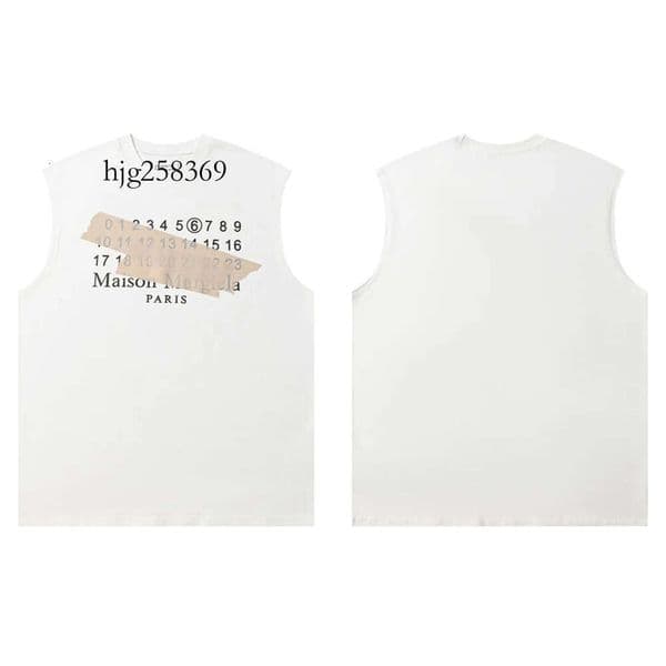 Maisons Shirt Tank Top Designer Sleeveless Shirt Men Women Digital Pattern Printed Graphic Tee Summer Fashion Breathable Casual Clothing Mm6 T-Shirt 4Ee