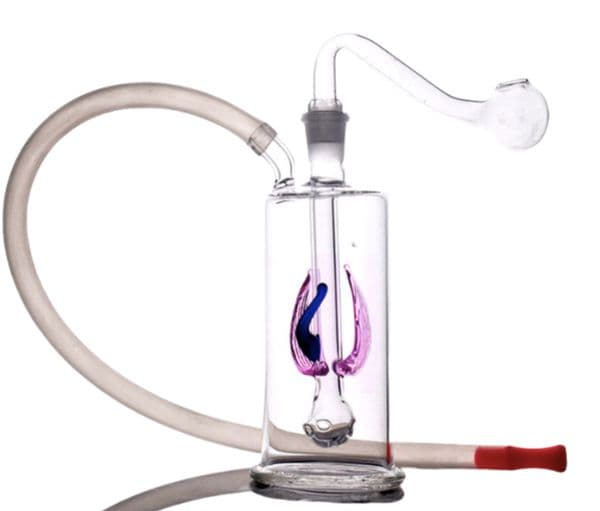 Cheap Mini Travel Colorful 10mm female glass oil burner pipe Creative Water bong hooakh With smoking oil banger bowl and silicone hose