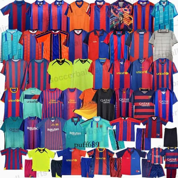 Barcelona Retro Soccer Jerseys Classic Football Shirts Tops Kits Vintage Men Kids MESSI XAVI INIESTA PUYOL RONALDINHO RIVALDO ET