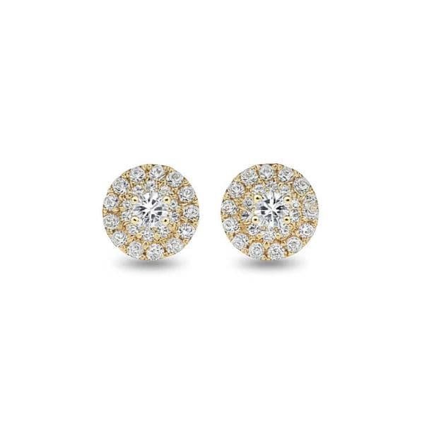 E1364 White Gold Stud Earrings With Round Brilliant Cut Diamond Claw Setting Classic Style Women's Fine Jewelry