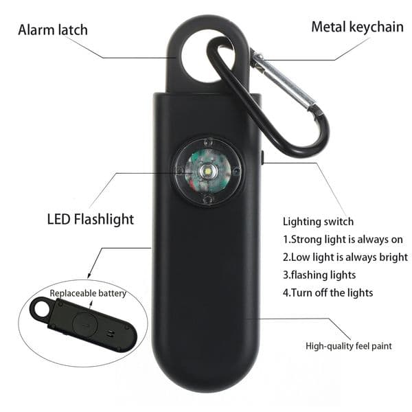 Women Personal Alarm Pull Ring Wo Anti Wolf Artifact LED Flashlight Strobe Tazer Device SOS Emergency Self Defense Elderly Call For Help Anti Lost Device