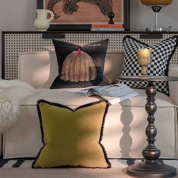 New polka dot pumpkin velvet pillow for living room sofa French-style cushion vintage-style headboard backrest cushion L260606