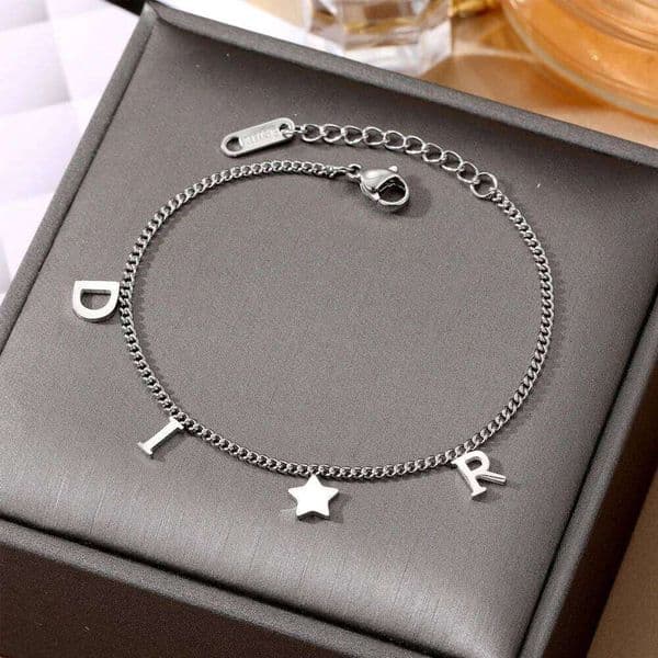 Korea Letter Star Pendant Bracelet for Women Girl New Trendy Stainless Steel Simple Wristlet Luxury Jewelry Party Gift W260611