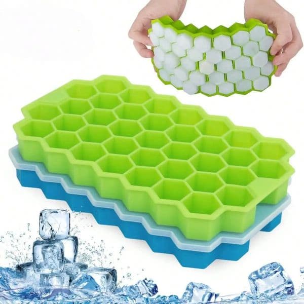 Silicone Honeycomb Ice Tray With Cover Creative Stackable 37-Cell Ice Box Easy To Demould Ice Tray Ice Cube Mold 260611