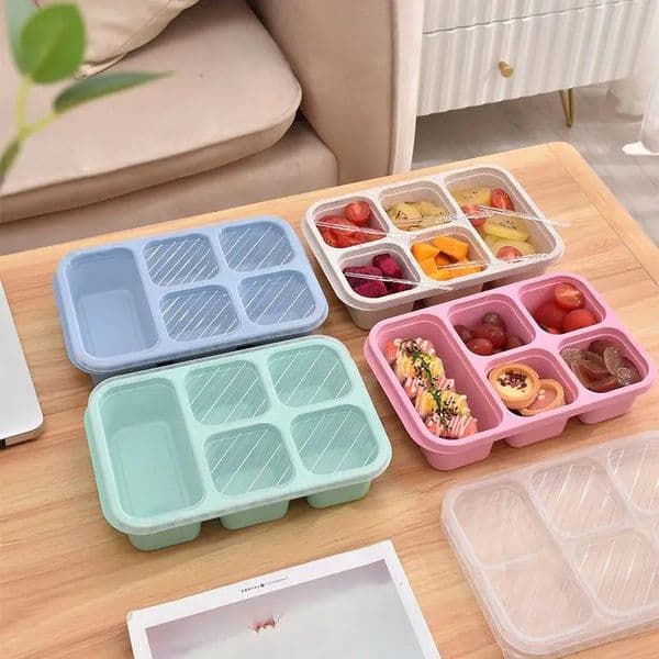 Bento Lunch Box With Reusable 5 Compartment Lid Compatible For Snack Containers Travel And Work R260611