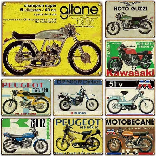 Classic Motorcycle Metal Tin Sign Wall Decoration Plaque Vintage Art Poster Iron Painting for Man Cave Home Cafe Garden Club W260611
