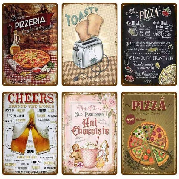Pizza Wall Art Plate Zone Plaque Great Food Vintage Metal Pub Bar Home Decoration Best Homemade Poster Tin Sign Decor Club W260611