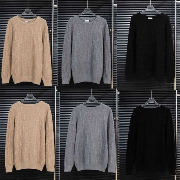 Correct version high-end version Dijia jacquard all-over embossed round-neck wool sweater versatile top{category}