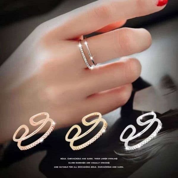 925 Sterling Silver bowknot zircon Open Rings For Women fashion Prevent Allergy Sterling-silver-jewelry J260529