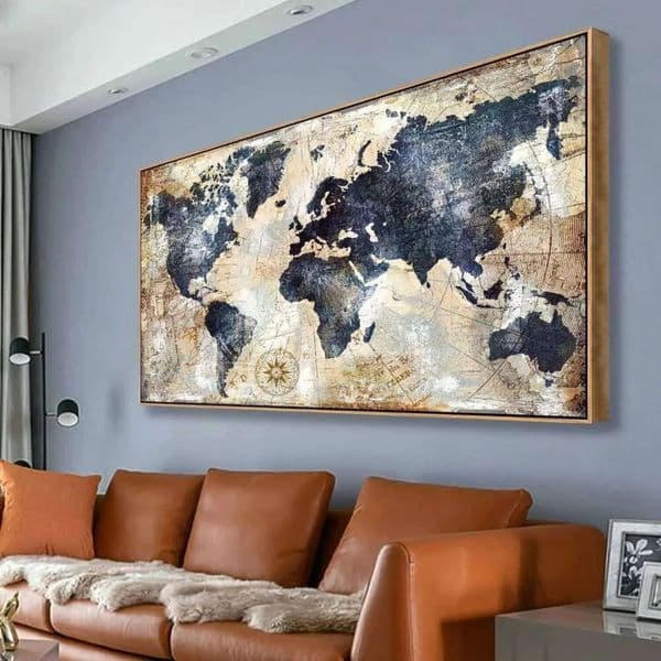 2026 Framed World Wall Art Print Nautical Map cologne Canvas Artwork For Home Office Decor Travel Memory perfume Picture X Inch Ready To Hang Free Shipping 17
