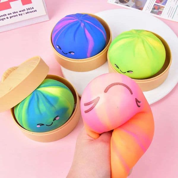 Factory wholesale 8 5cm color Squishy dumpling expression big steamed bun stress relief toy