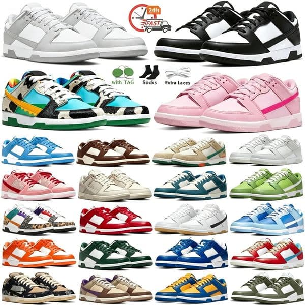 Designer Low Mens Women Shoes White Black Panda Grey Fog Triple Pink University Blue Red Gold Rose Whisper Active Fuchsia Casual Trainers