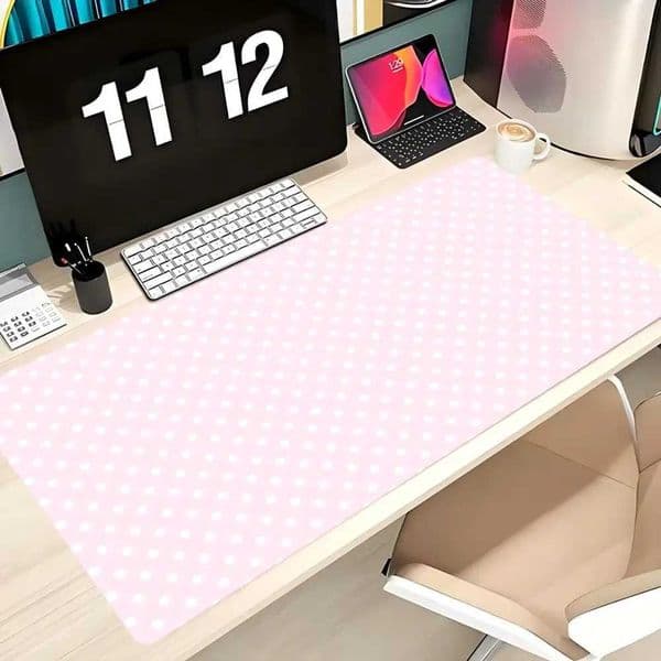 Pink White Polka Dot Large Gaming Mouse Pad XXL Extended Desk Mat Cute Spot Decor for Office Home Z260610