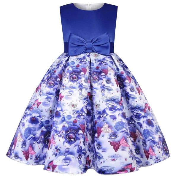 Flowers Butterfly Girls New Summer Dress Girls Princess Dress Piano Performance Costume 2 3 4 5 6 8 10 Years Children ClothingR260610