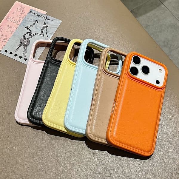 Candy Color Leather Puffer Phone Case, Shockproof Protective Back Cover for iPhone 17 16 15 Pro Max