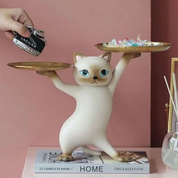 2026 Creative Cat Desktop cologne perfume Candy Storage Tray Container Resin Figurines Interior Entrance Key Home Office Table Decor Accessorie Free Shipping 31