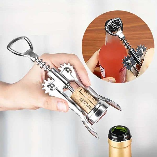 wholesale Wine Opener Stainless Steel Red Wine Opener Wing Type Metal Sommeliers Corkscrew Bottle Openers Wine Cork Remover Bar Tool L260610