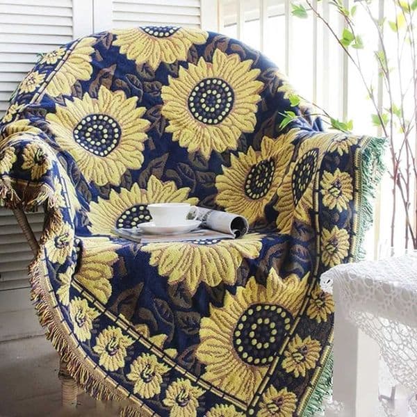 Blanket Throw Sofa Sunflower Pattern Travel Blanket For Bed Living Room Tapestry Carpet Sofa Blanket Knitting Cover Bedspread D26061187QW