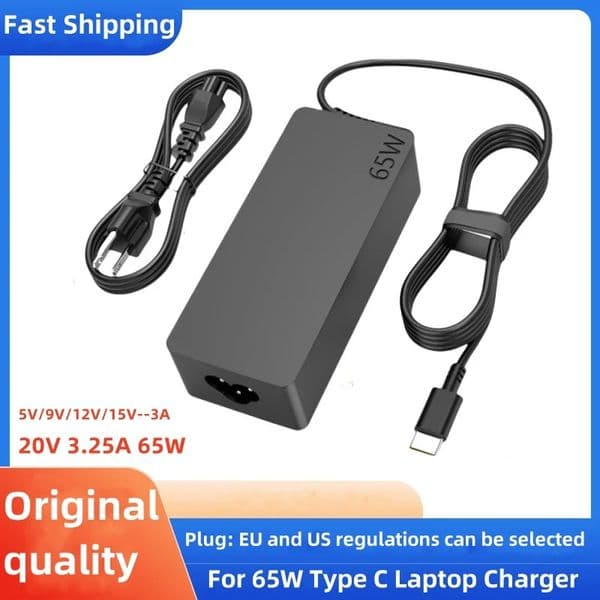 65W Type C 20V 325A USB C Laptop Power Adapter AC Charger For Thinkpad X1 Carbon Yoga X270 X280 T580 P51 P52s E480 E470 260611