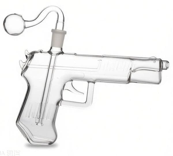 Portable Creative Design Pistol Bubbler Hand Held Hookah Clear Gun Shape Smoking Glass Oil Burner Pipe Water Tobacco Bongs Accessory Herb Pipes