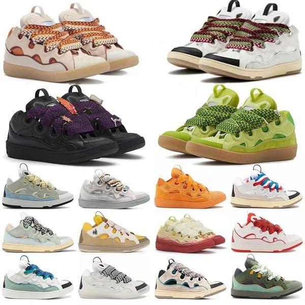 Leather Curb Sneakers Thick Tongues Men Women Extraordinary Casual Shoes White Ivory Black Calfskin Nappa Platform Sneaker Graffiti Leopard Outdoor Mens Trainers