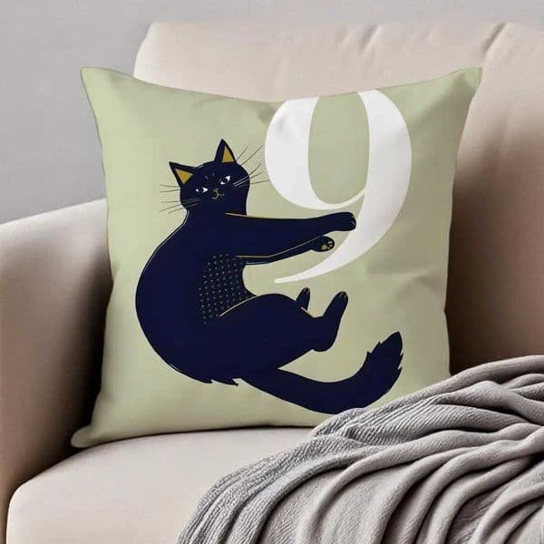 Minimalist Flat Style Illustration Cat Art Cushion Cover lowcase Anti-dustmite Invisible Zipper Short Plush Sofa Cushion J260612