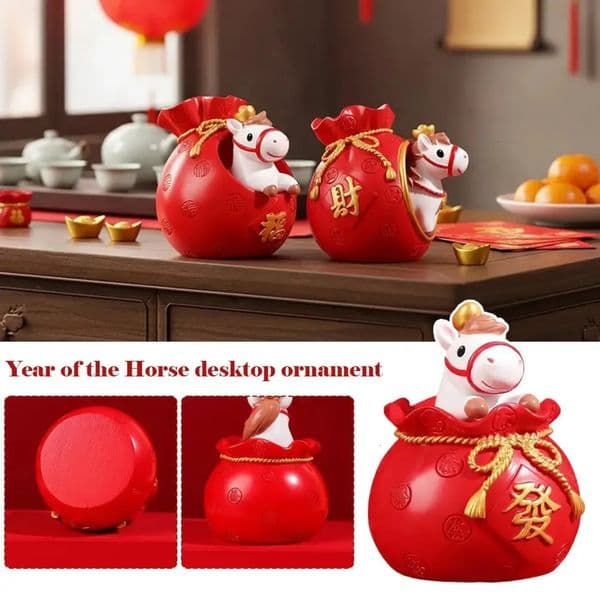 Luxury Designer Decor 20127 Chinese Horse Year Red room Envelope Resin Figurines - Lucky Wealth Fortune Desktop Ornament For Home And Offic 06