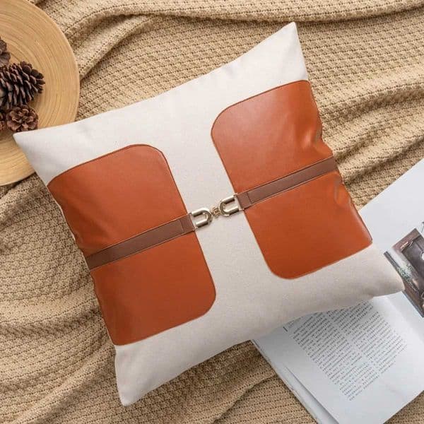 PU Leather Cushion Cover Faux Leather Slub Cotton Throw low Covers For He Bedro Living Ro Couch Bed Sofa Decor J260612
